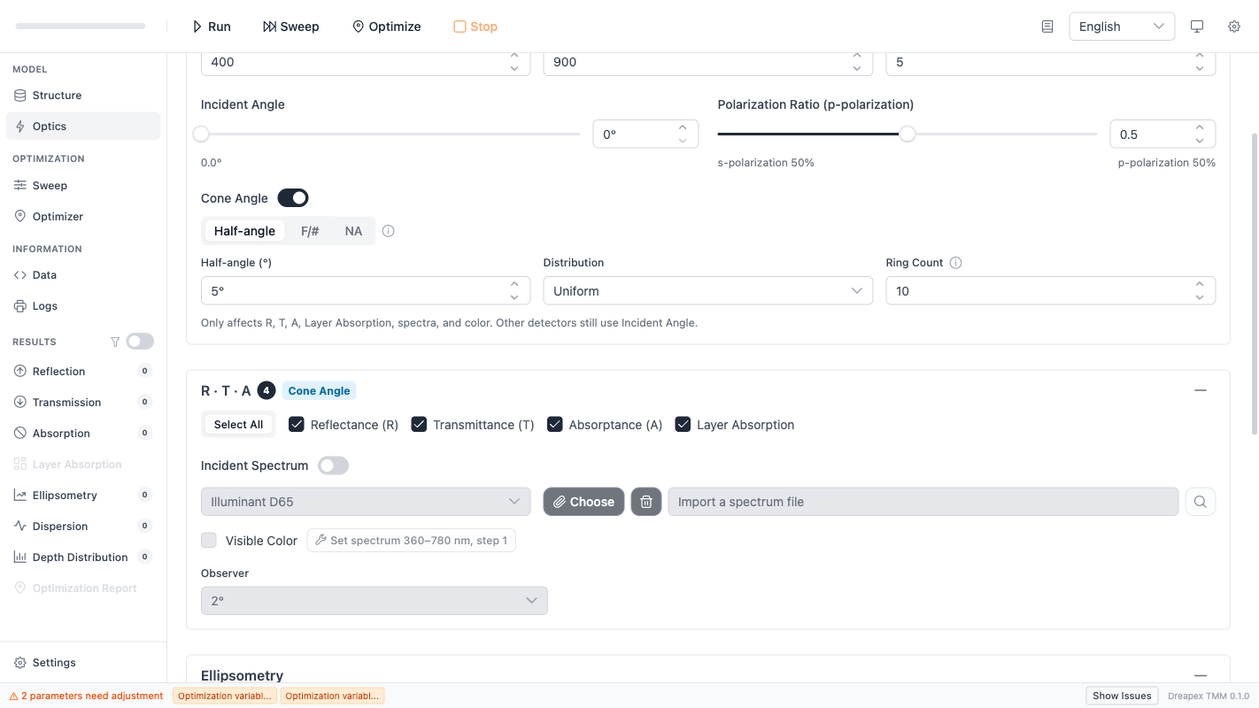 Cone Angle Configuration — Enabled