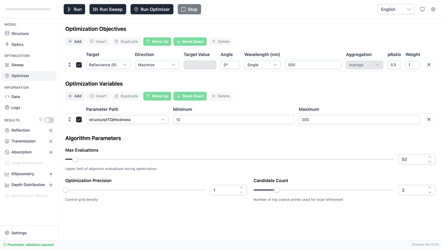 优化报告示例的优化器配置