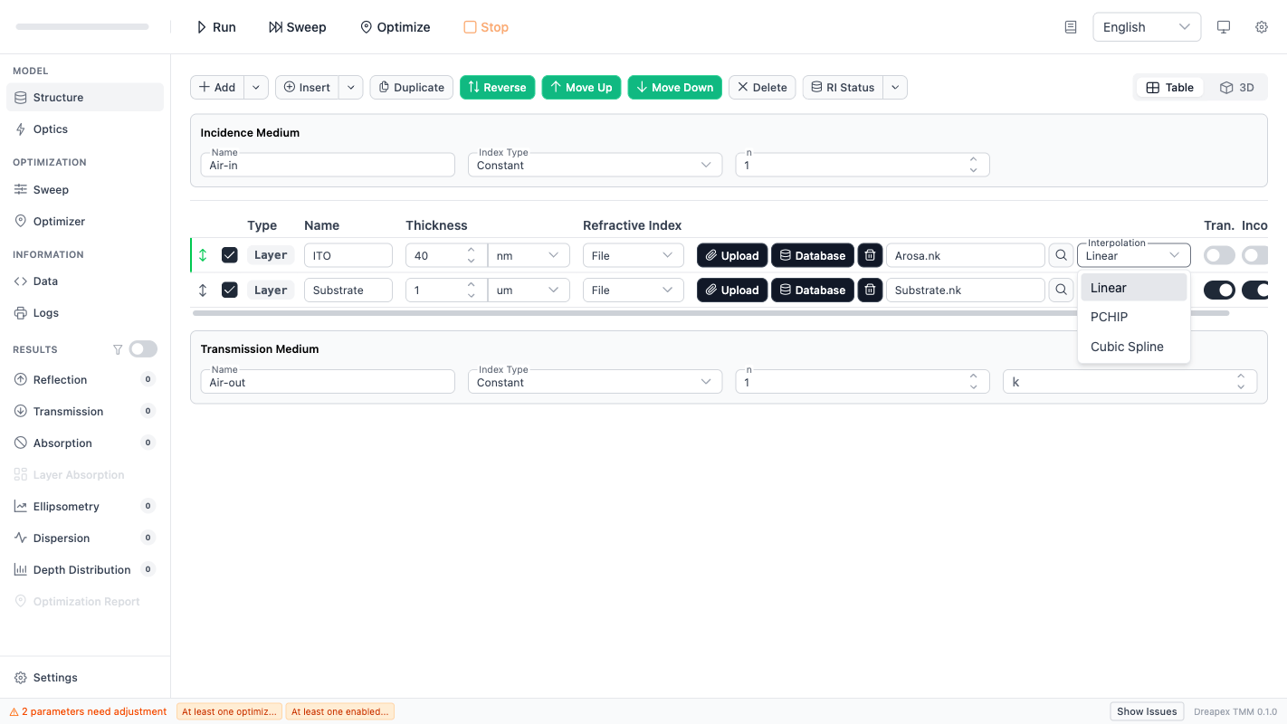 Interpolation Method Dropdown