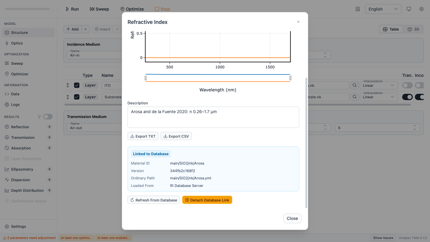 Chart Preview — Database Info and Action Buttons